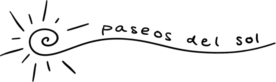 Paseos Del Sol logotype: a hand-drawn spiral sun trailing into a line of script