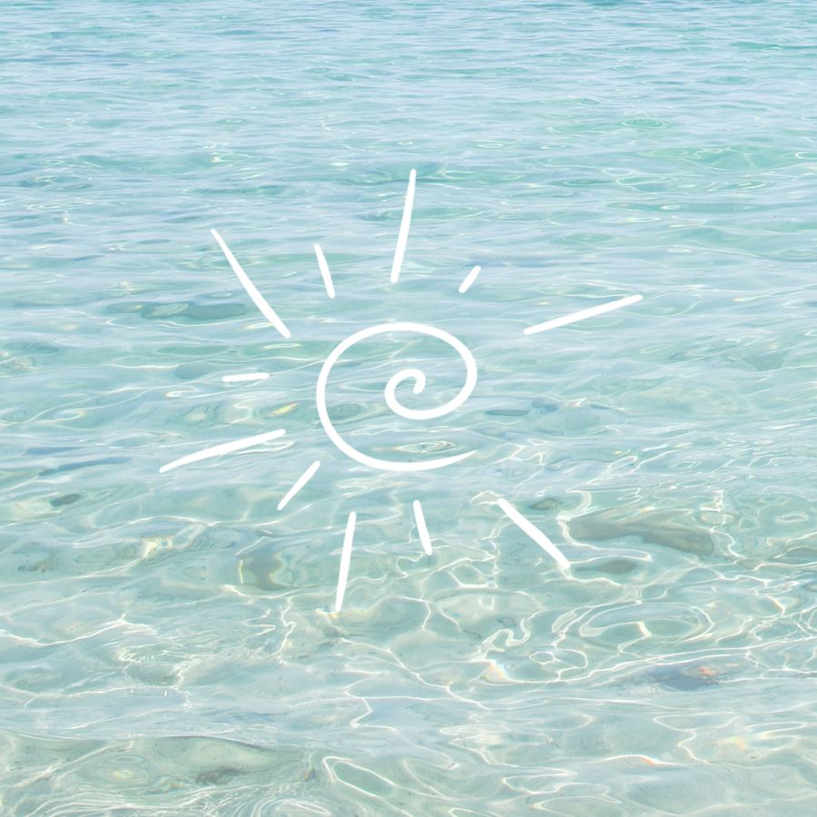 The sun mark set over turquoise water, used as the profile image